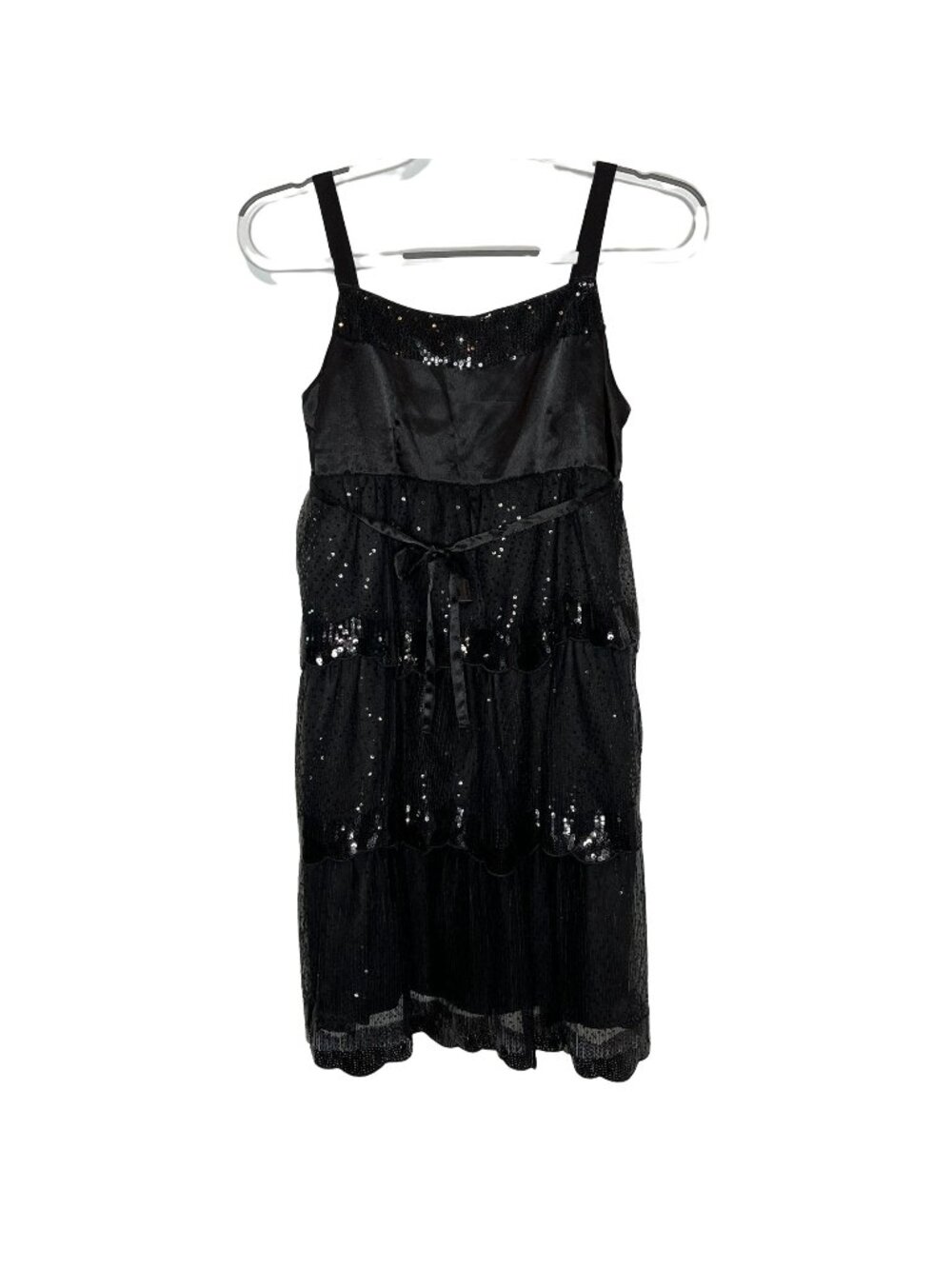 Justice Girls Size 16 Black Sequin Party Dress Tiered Sleeveless